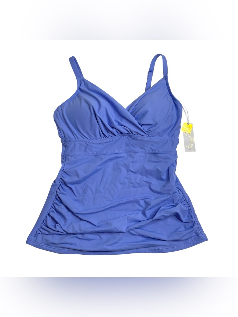 Anne Cole Ruched Underwire Tankini Top Periwinkle Blue 32DD / 34D New NWT